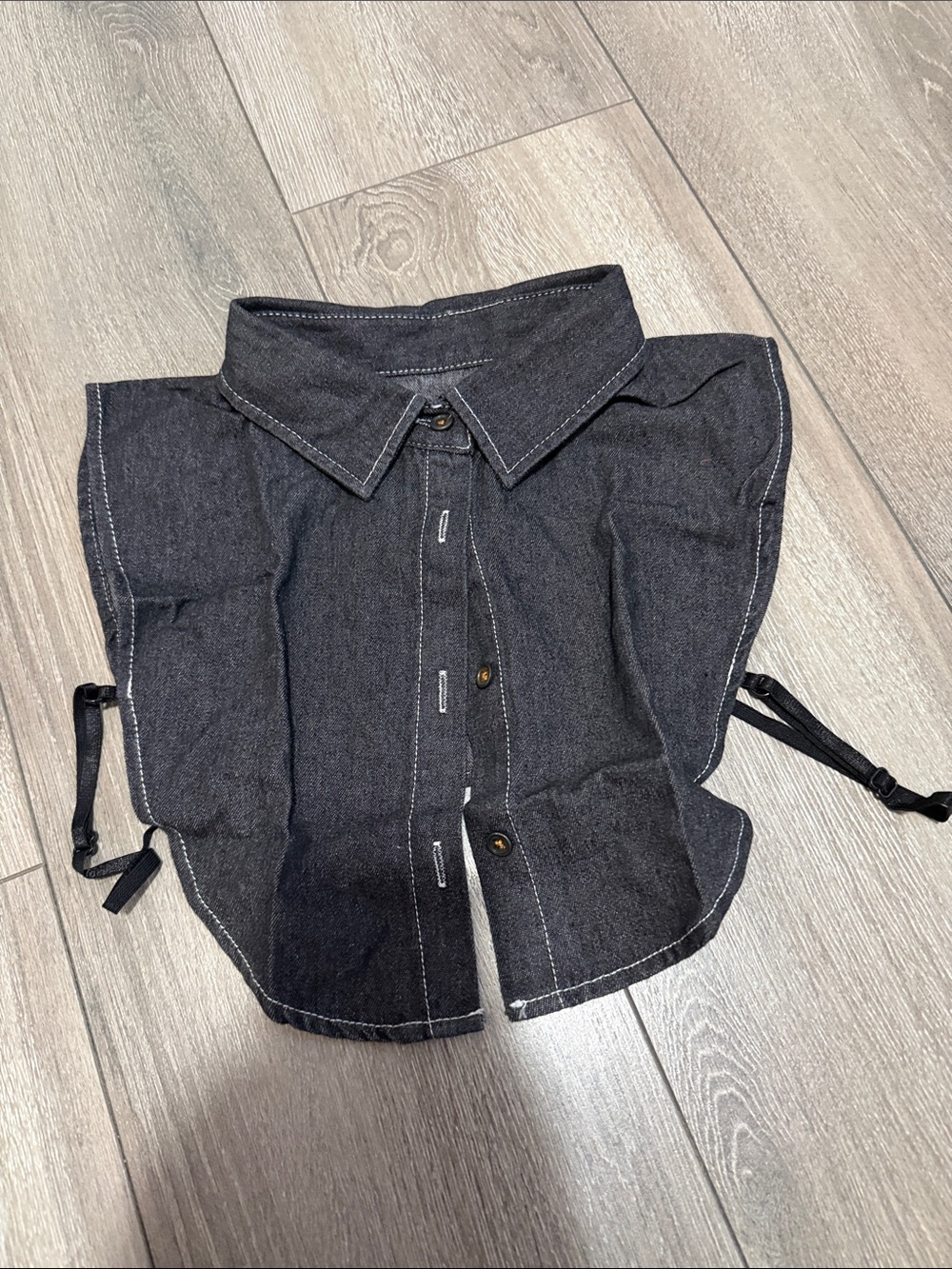 Unbranded Kids Dark Gray Faux Denim Shirt Collar